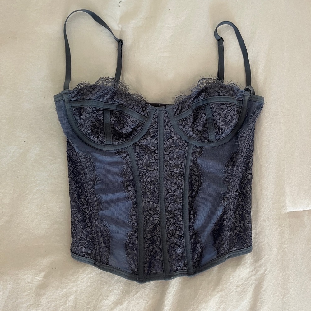 Urban Outfitters Lace Bustier in Dark Gray